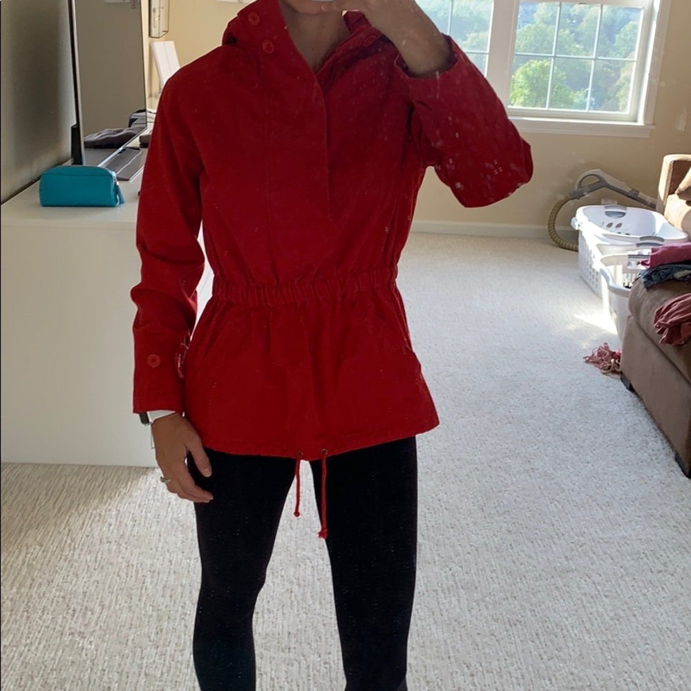 Anthropologie Red Drawstring Waist Jacket - Picture 3 of 6